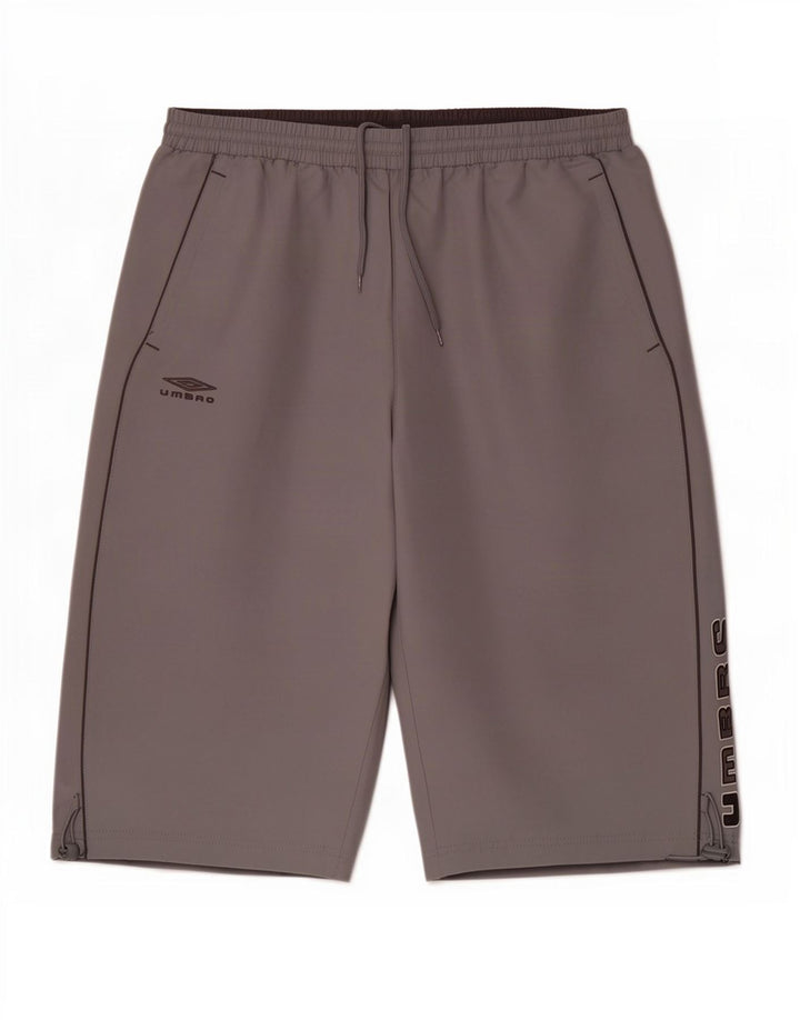 Umbro Bermudas estampadas para hombre, pantalones cortos deportivos, poliéster gris grande