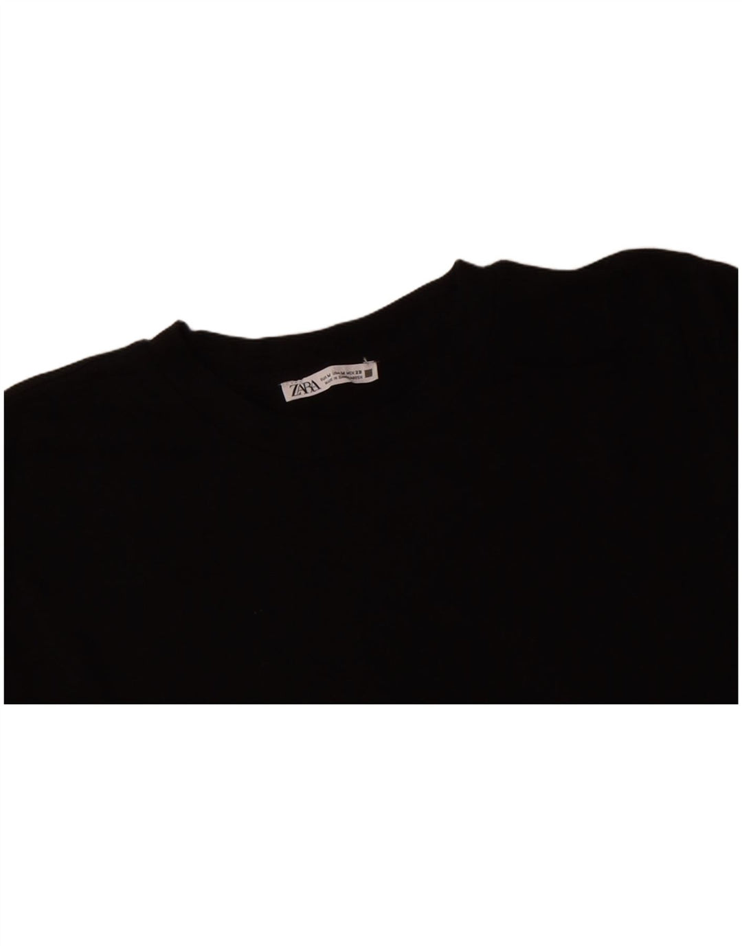 ZARA Womens Oversized Crop T-Shirt Top UK 14 Medium Black Cotton