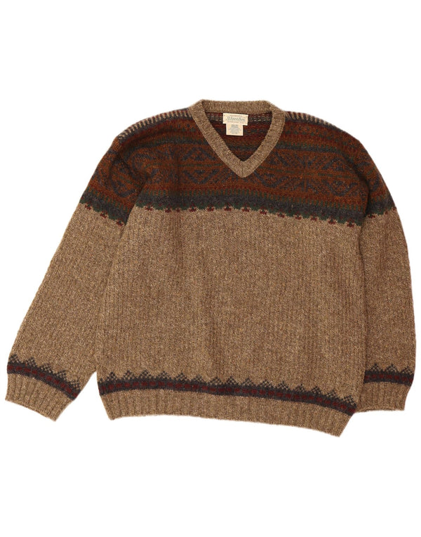 St John's Bay Suéter con cuello en V para hombre Lana Fair Isle beige medio