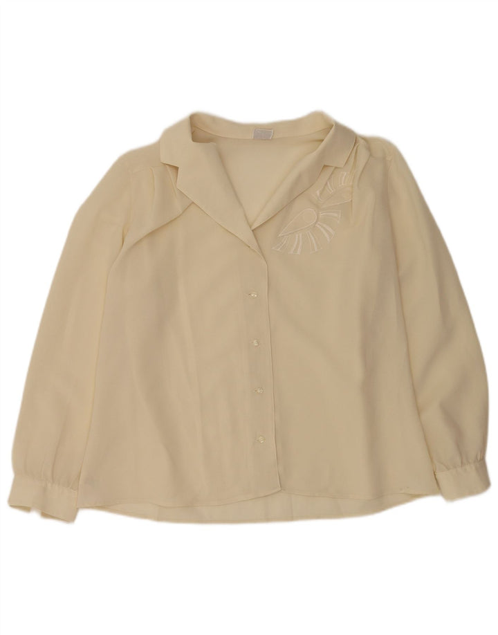 Blusa vintage para mujer IT 47 XL Poliéster beige