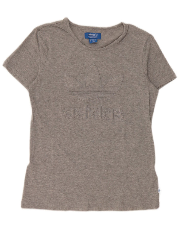 Adidas Camiseta gráfica para mujer Top UK 44 Algodón moteado gris medio