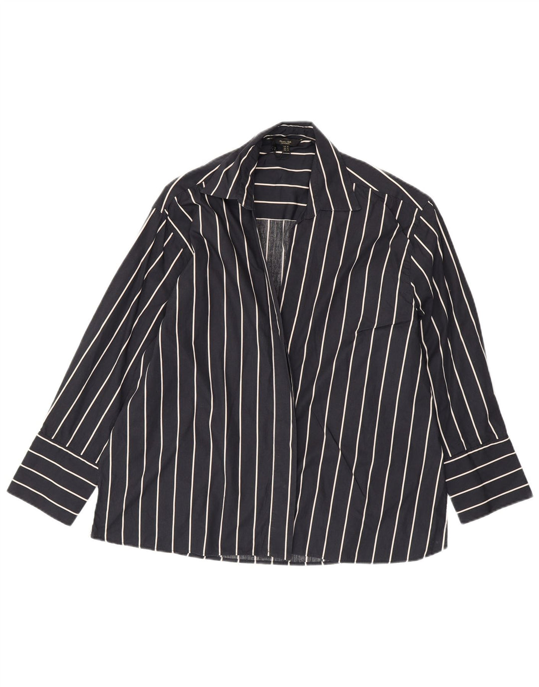 MASSIMO DUTTI Cárdigan para mujer UK 44 Medio Algodón a rayas azul marino