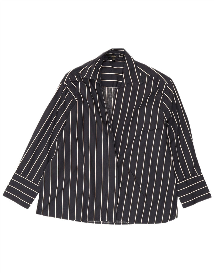 MASSIMO DUTTI Cárdigan para mujer UK 44 Medio Algodón a rayas azul marino