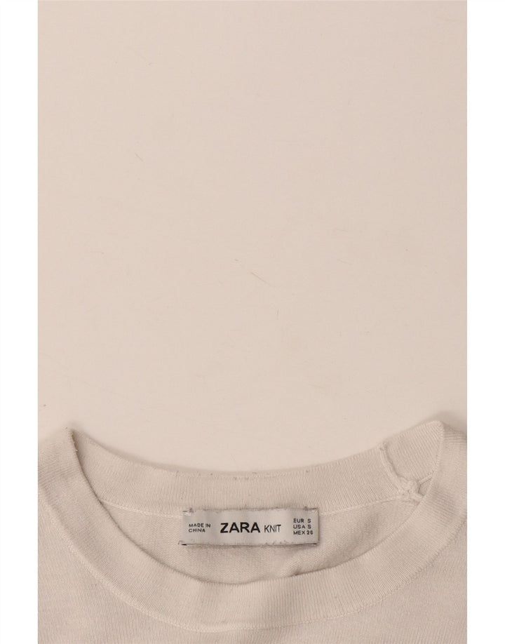 Zara - Jersey de cuello redondo para mujer, talla 10, color blanco