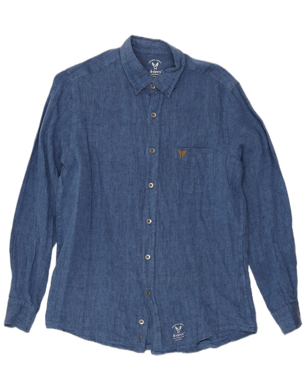Camisa para hombre Avirex Lino azul marino mediano