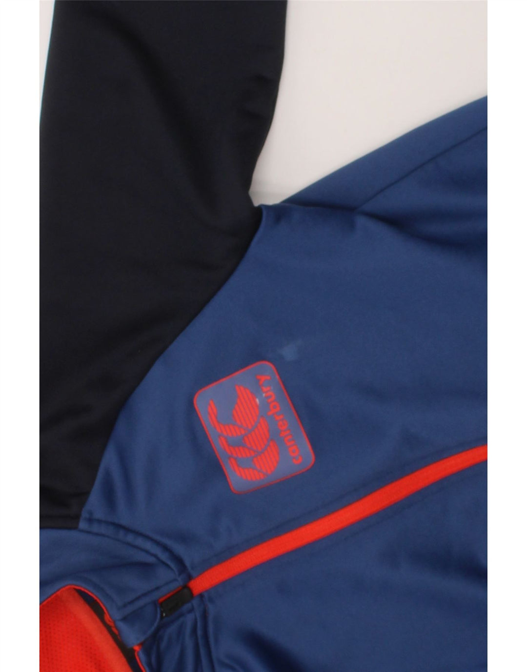 CANTERBURY Boys Tracksuit Top Jacket 7-8 Years Blue Colourblock Polyester Vintage Canterbury and Second-Hand Canterbury from Messina Hembry 