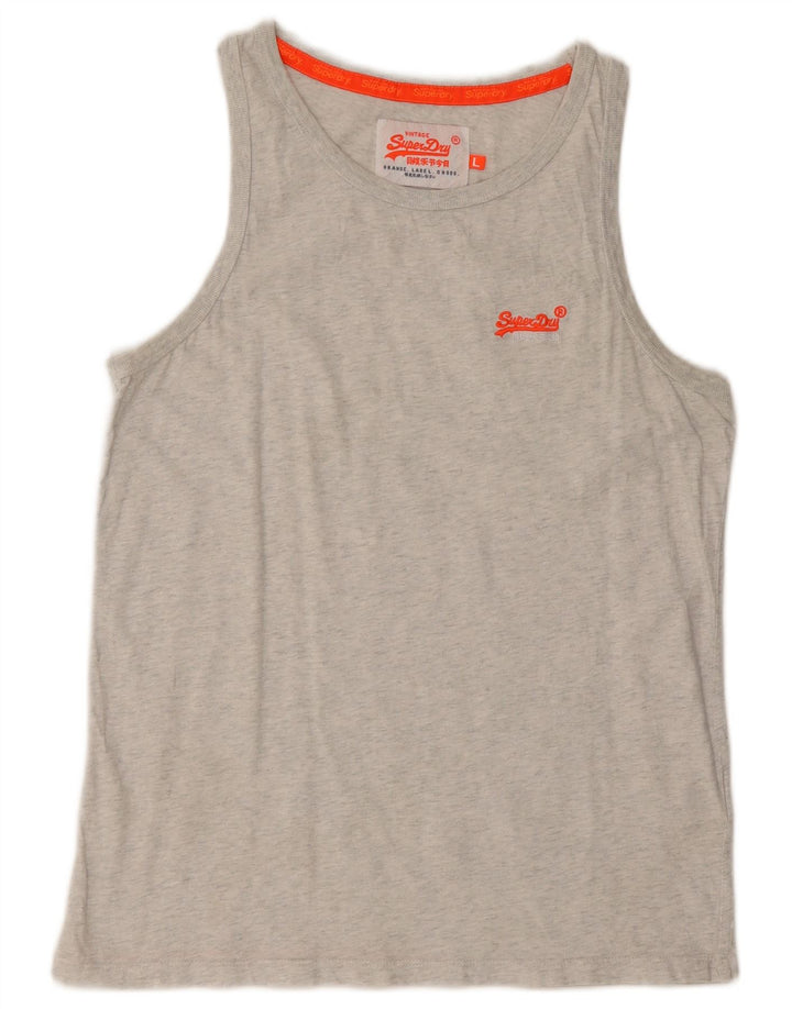 Superdry Hombre Chaleco Top Grande Gris Algodón