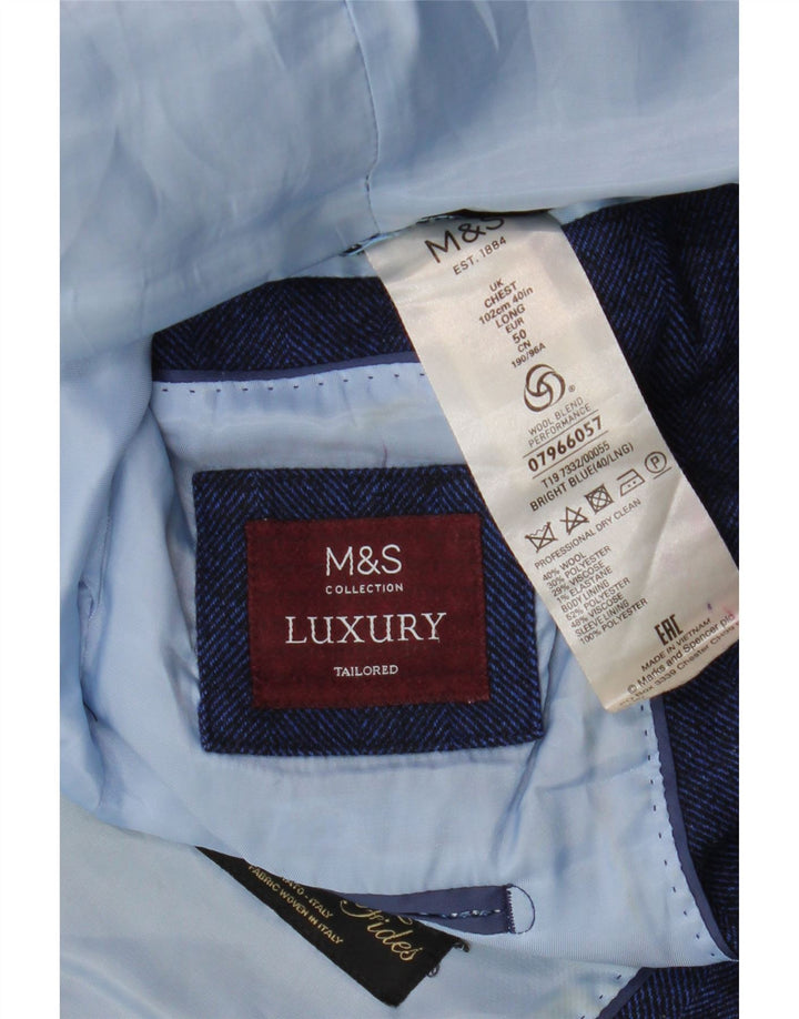 Marks & Spencer Chaqueta tipo blazer entallada para hombre UK 40 Large Azul marino