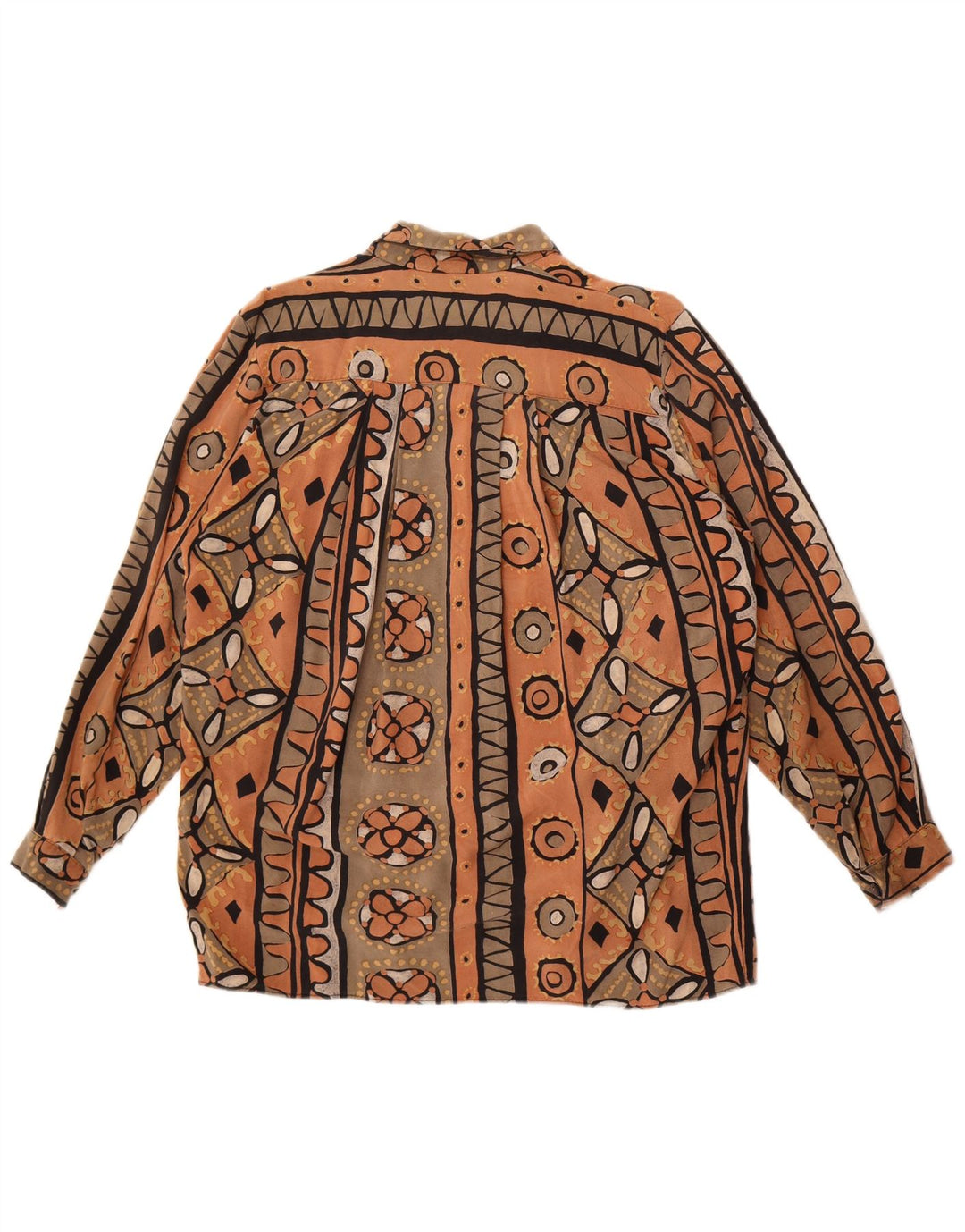 Vintage mujer camisa blusa Reino Unido 20 2XL marrón geométrico