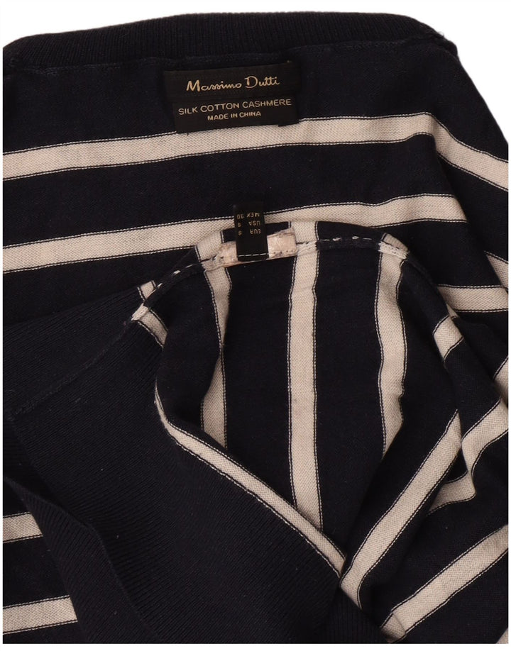Massimo Dutti Jersey con cuello vuelto para mujer UK 10 Small Azul marino a rayas