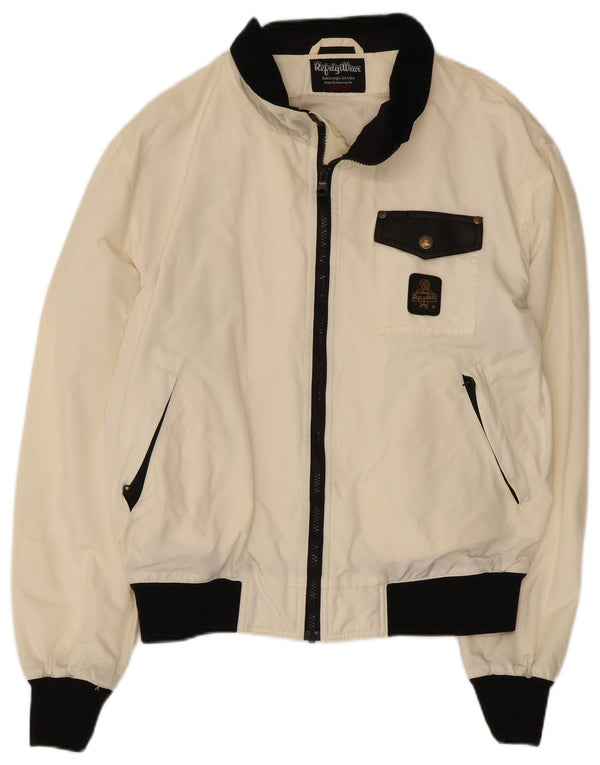 Refrigiwear Chaqueta impermeable bomber para hombre UK 36 Small White Colourblock Nylon