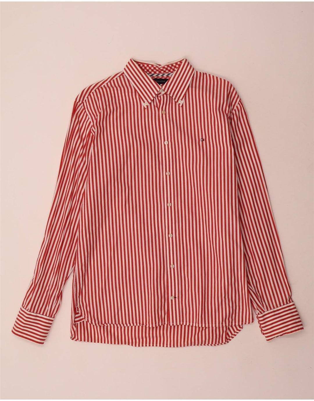 Camisa Tommy Hilfiger para hombre de algodón a rayas rojas grandes