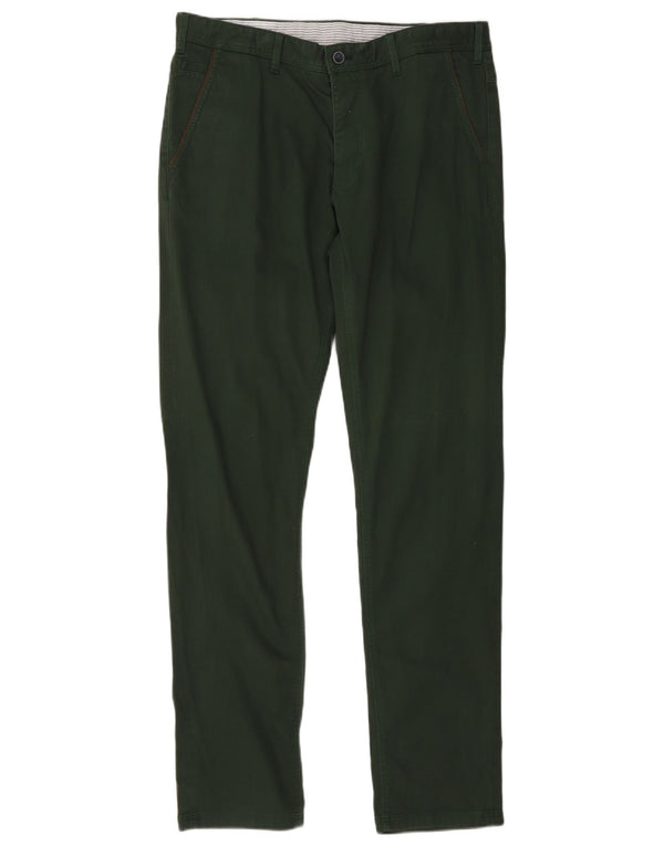 Massimo Dutti Pantalón Chino Slim para Hombre EU 44 Large W34 L34 Caqui Algodón