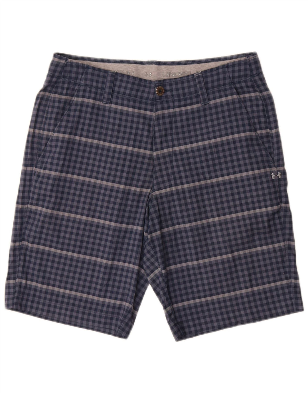 Under Armour Pantalones cortos chinos para hombre W32 Poliéster a cuadros azul medio