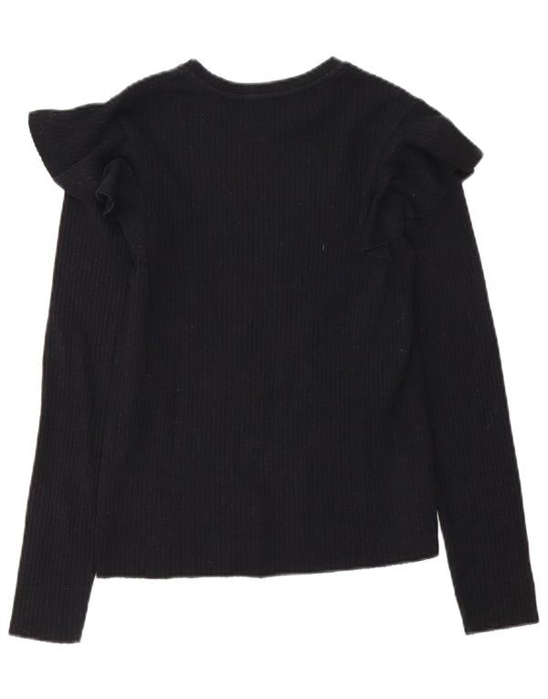 Zara Mujer Blusa Top UK 42 Mediano Negro