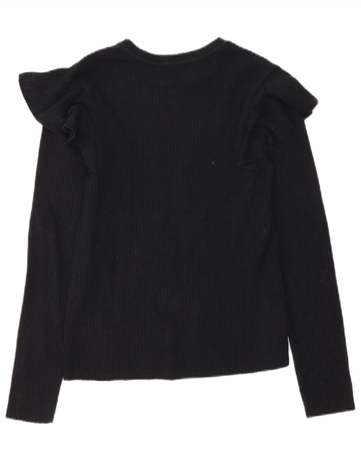 Zara Mujer Blusa Top UK 42 Mediano Negro