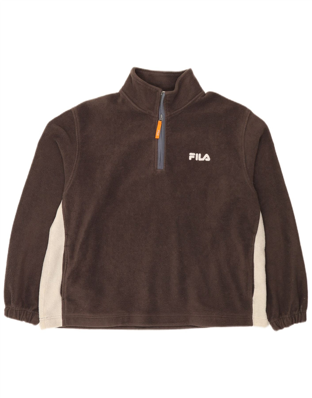 Fila Hombre Zip Neck Fleece Jumper Large Marrón Colorblock Poliéster
