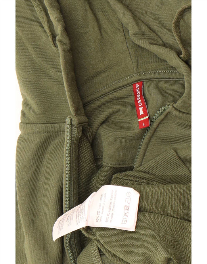 Carrera - Sudadera con capucha y cremallera para hombre, tamaño grande, algodón verde