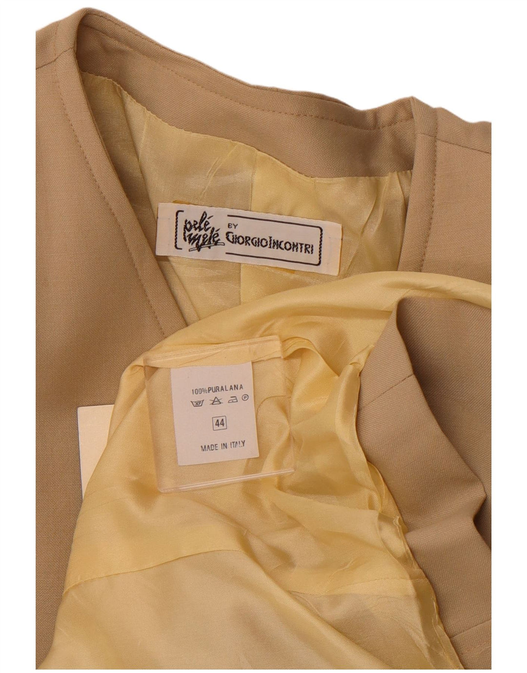 VINTAGE Chaqueta Blazer de Mujer de Doble Botonadura IT 44 Lana Beige Mediana