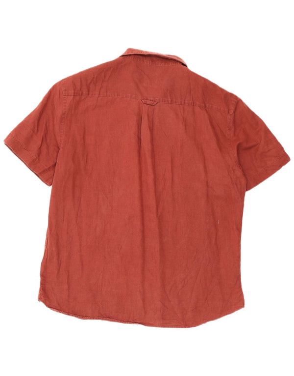 Zara Camisa tipo pulóver de manga corta y ajuste relajado para hombre, talla grande, color burdeos