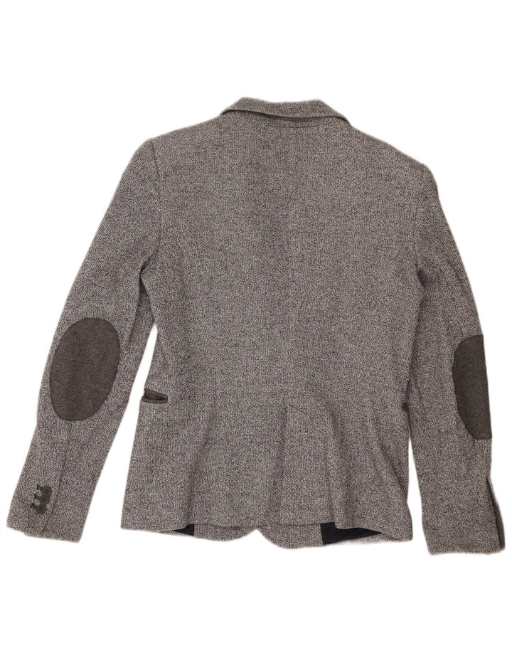 Zara Chaqueta tipo blazer de punto con 1 botón para mujer Reino Unido 42 Algodón moteado gris medio