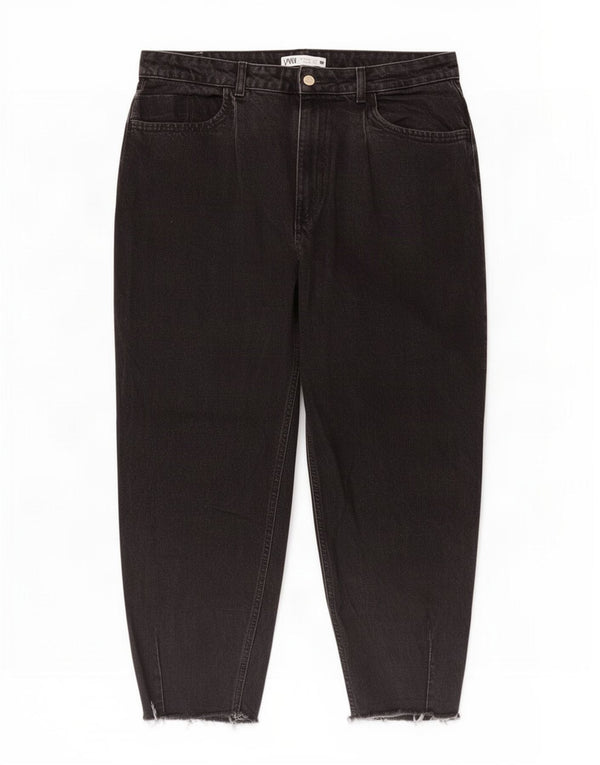 Zara Jeans Cónicos De Cintura Alta Para Mujer EU 42 Large W32 L26 Negro