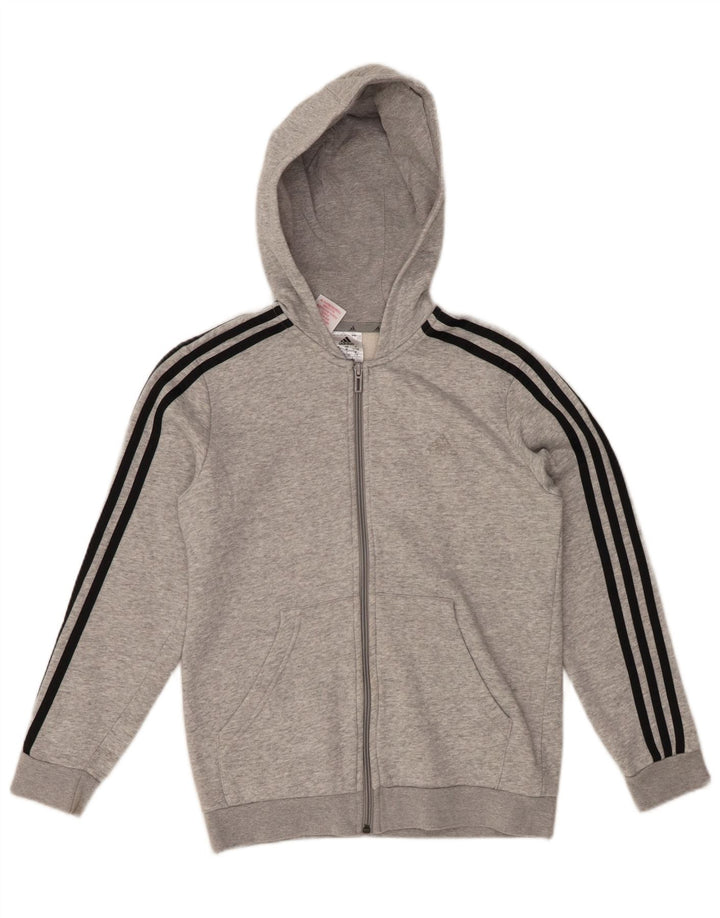 ADIDAS Sudadera con capucha y cremallera para niños 11-12 años Algodón moteado gris