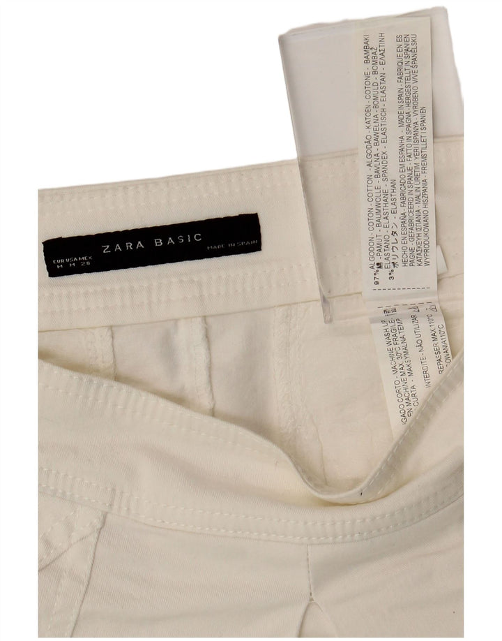 Zara Falda Acampanada Mediana W28 Algodón Blanco