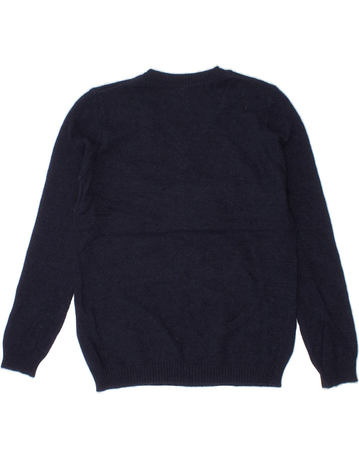 BENETTON Boys V-Neck Jumper Sweater 6-7 Years Small Navy Blue Wool Vintage Benetton and Second-Hand Benetton from Messina Hembry 