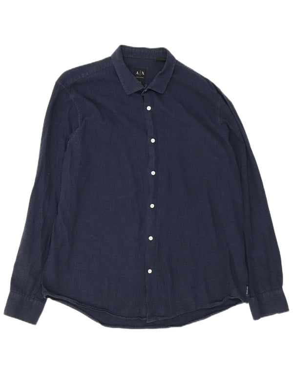 Armani Exchange Camisa Hombre XL Azul Marino Algodón