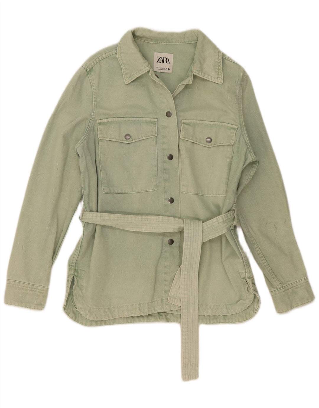 Zara Mujer Chaqueta Vaquera Extragrande UK 6 XS Verde
