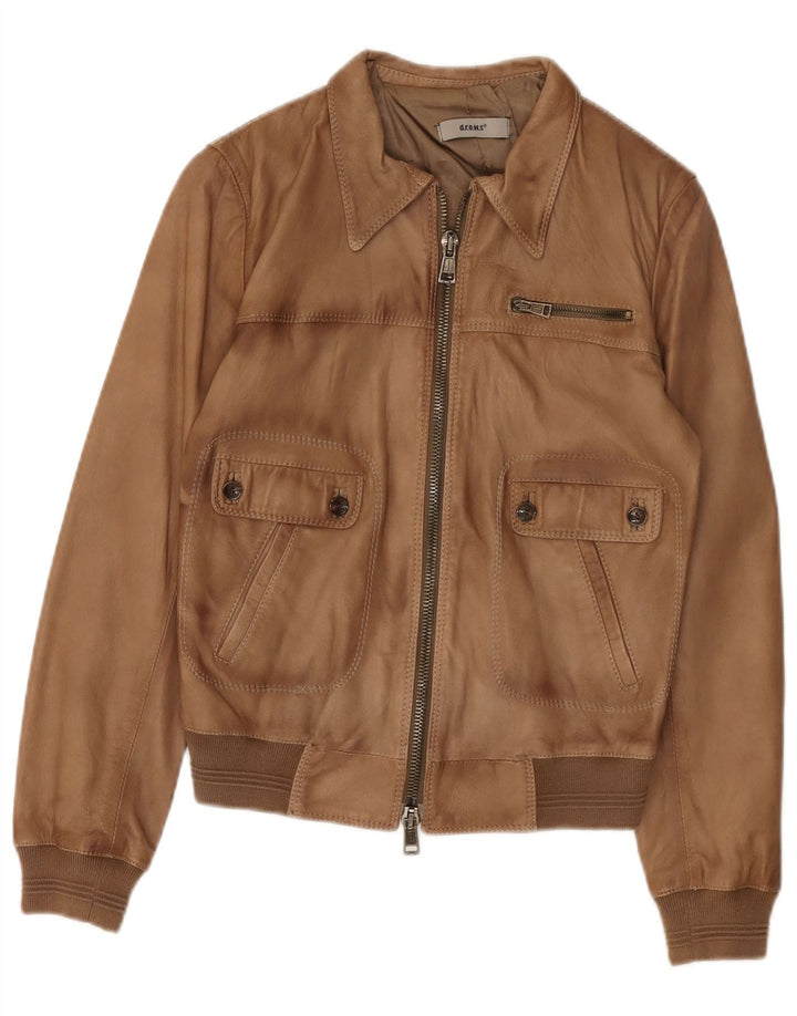 Chaqueta de cuero vintage para mujer IT 44 Cuero beige medio