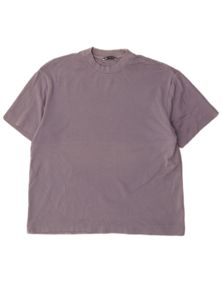 Zara Hombre Camiseta Top Azul Medio Algodón