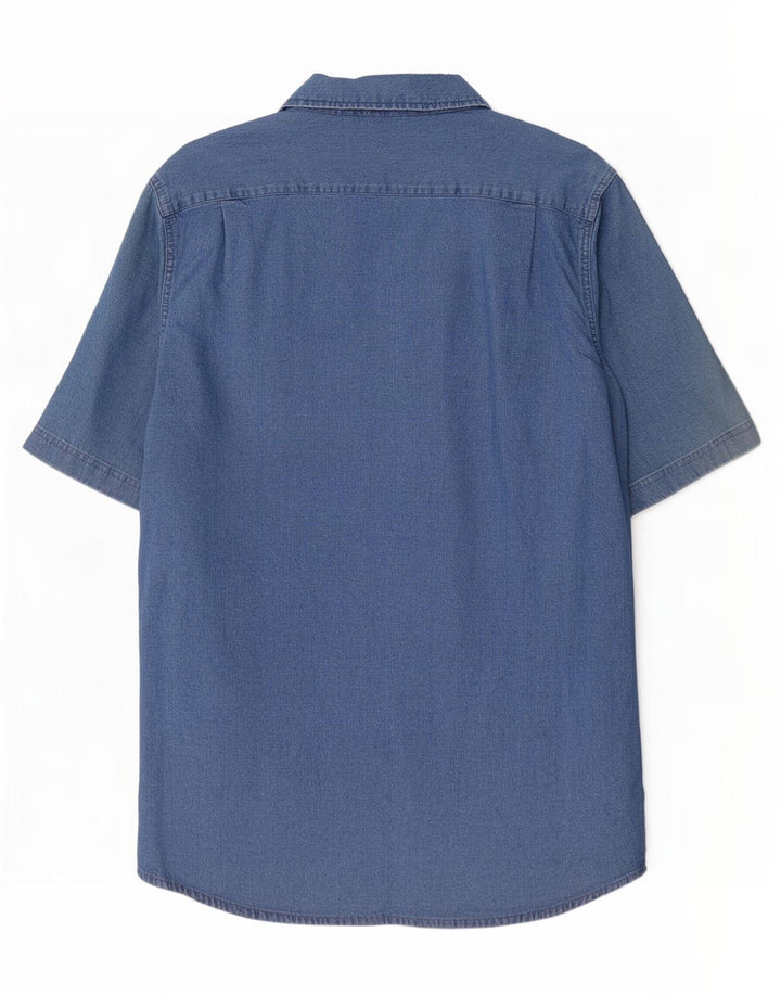 Wrangler Camisa Vaquera De Manga Corta Para Hombre Algodón Azul Medio