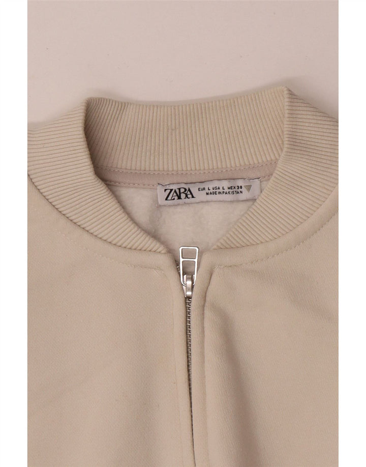 Zara Mujer Chaqueta De Chándal De Gran Tamaño UK 46 Large Beige