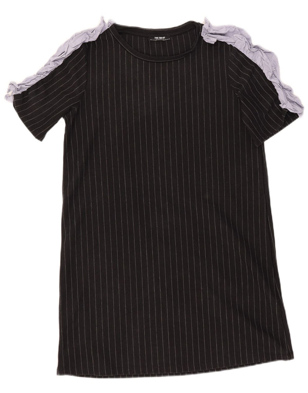 Zara Vestido Camiseta Mujer UK 40 Mediano Rayas Negras