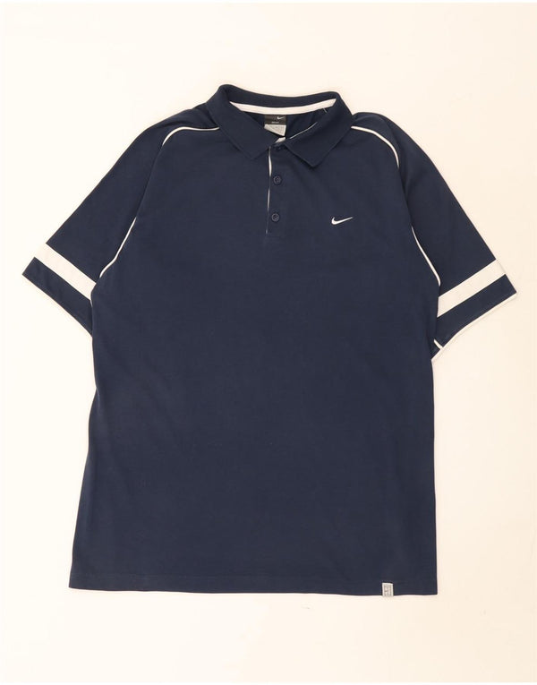 Polo Nike Dri Fit para hombre de algodón con bloques de color azul marino grande