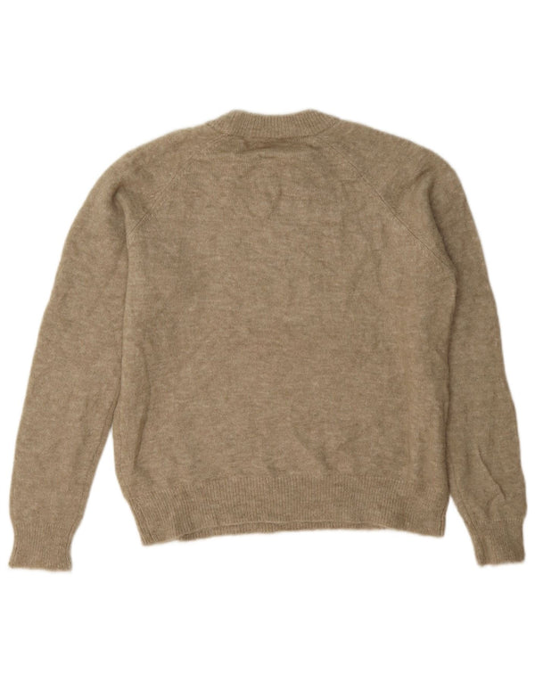 Zara Suéter De Cuello Redondo Para Mujer UK 10 Small Marrón Acrílico
