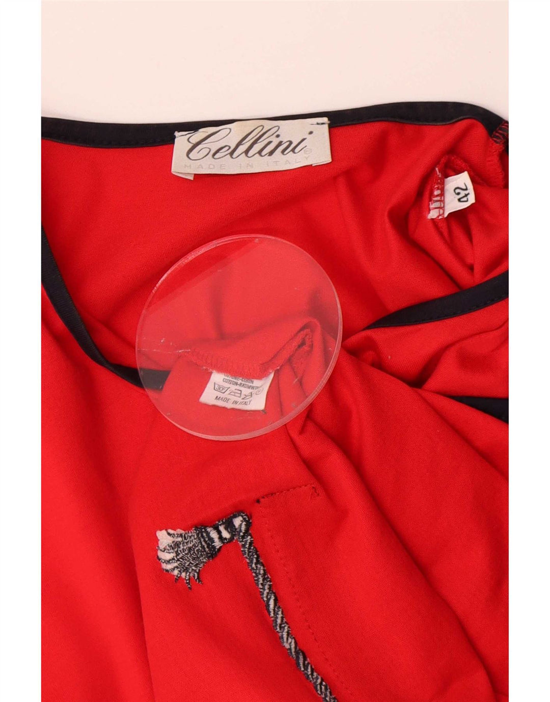 Cellini Blusa camisera de manga corta para mujer IT 42 Medium Red Colourblock