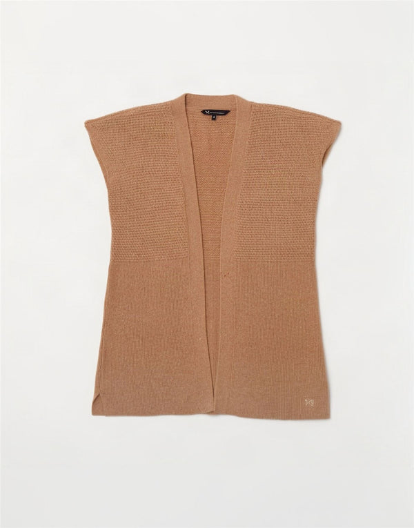 Crew Clothing Suéter tipo cárdigan abierto sin mangas para mujer UK 14 Medium Beige