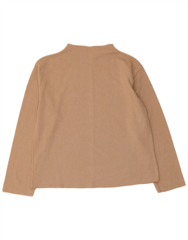 Zara Mujer Top Manga Larga UK 44 Algodón Beige Medio