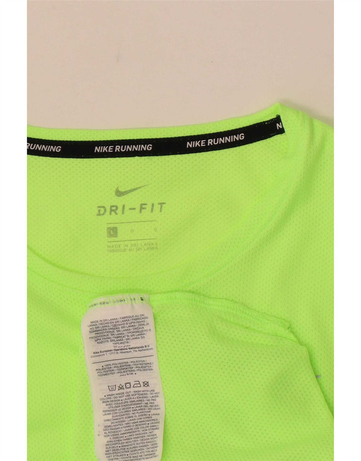 Nike - Camiseta para correr Dri Fit para hombre, poliéster verde grande