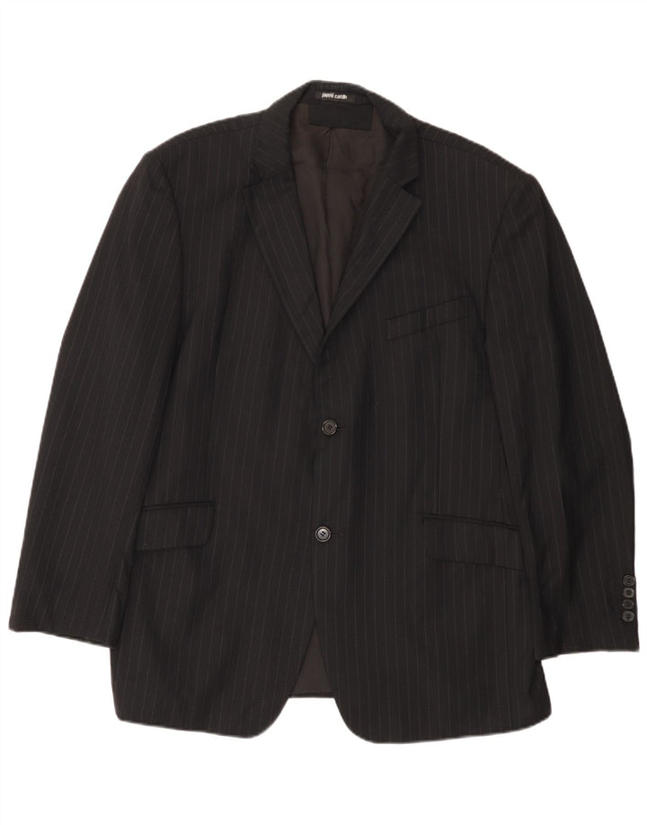 PIERRE CARDIN Chaqueta tipo blazer de 2 botones para hombre UK 38 Mediana negra a rayas