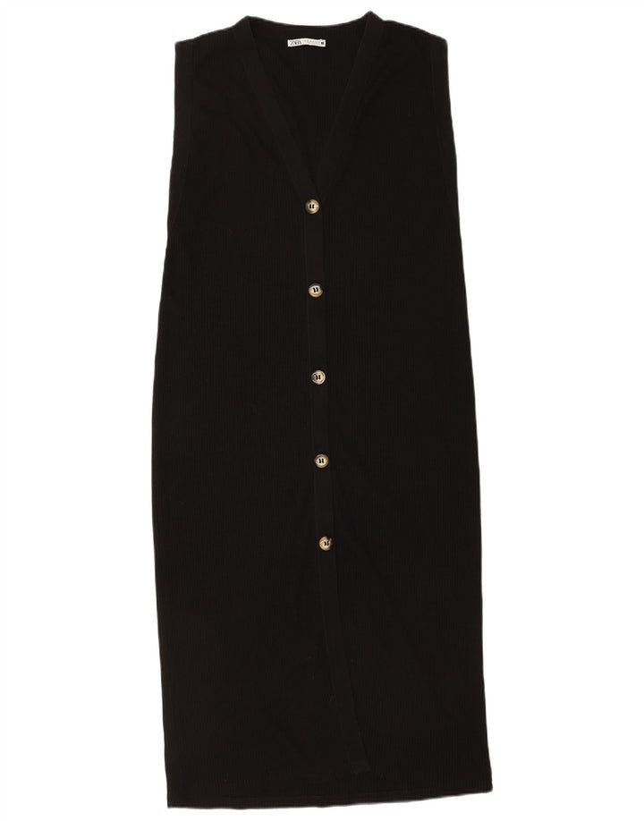 Zara Mujer Vestido Recto Sin Mangas UK 44 Mediano Negro