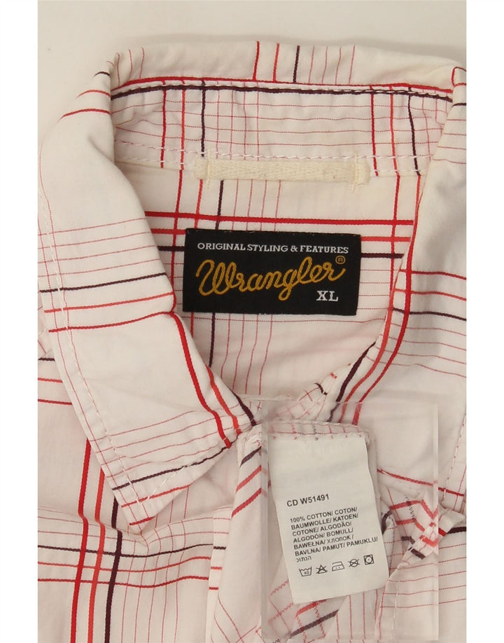 Wrangler Camisa De Manga Corta Hombre XL Algodón A Cuadros Blanco