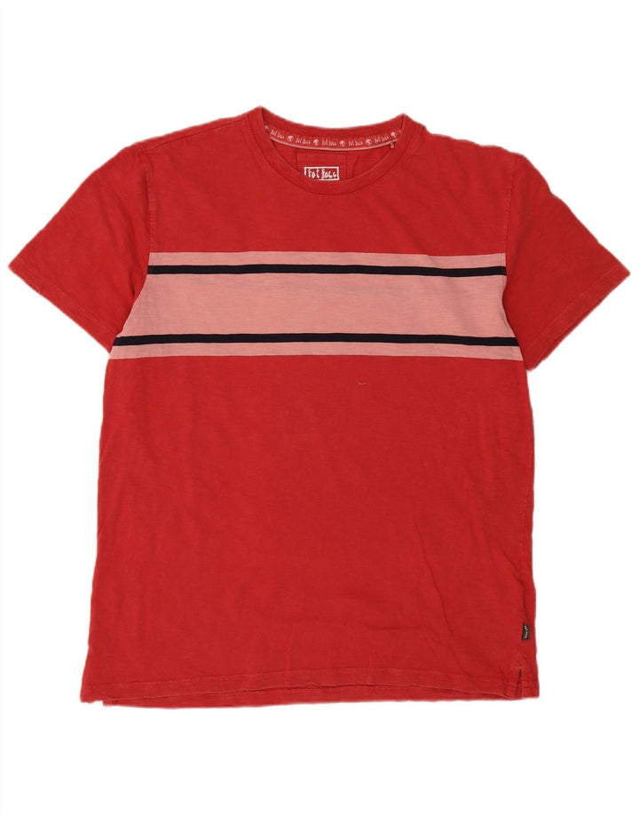 Camiseta de hombre Fat Face Top grande rojo color block de algodón
