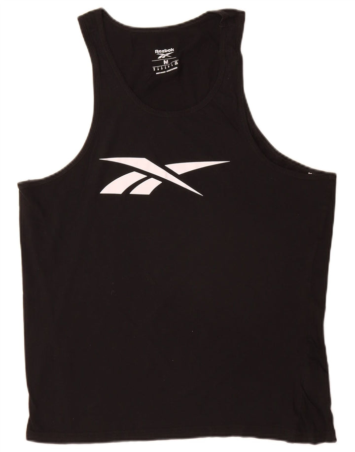 Reebok - Camiseta sin mangas con gráfico para hombre, algodón negro mediano