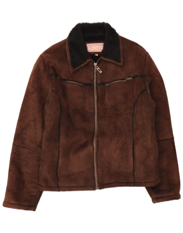 Blend Of America Chaqueta Sherpa para hombre UK 40 Grande Poliéster marrón