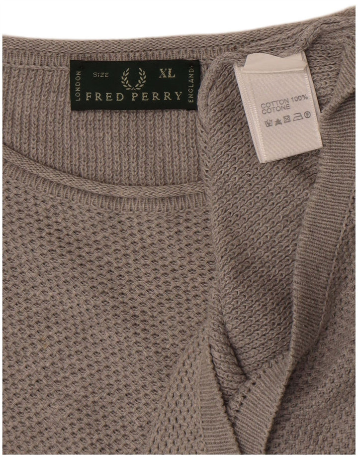 Fred Perry Jersey Con Cuello Barco Para Hombre XL Algodón Gris