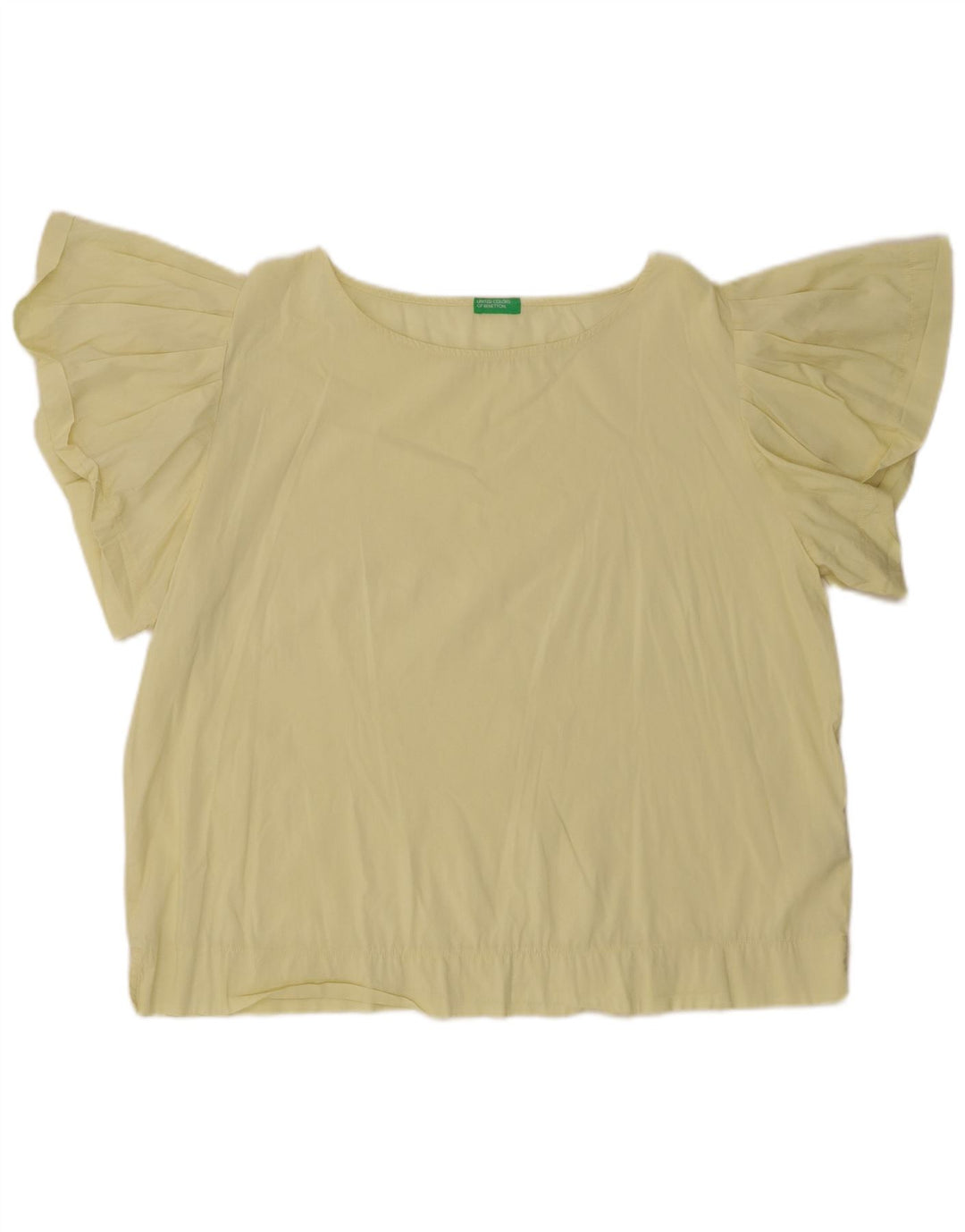 BENETTON Blusa con Alas de Murciélago para Mujer UK 40 XL Algodón Amarillo